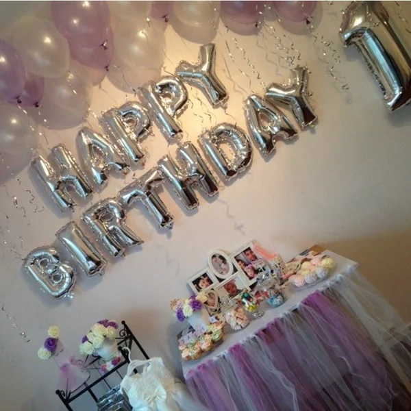 16 Inch Happy Birthday Letter Self Inflating Balloons Gold/ Silver/ Rose Gold Banner Foil Balloon Party Decor | Дом и сад