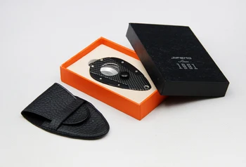 

JiFENG High Grade Cigar Cutter Checkered Pattern Stainless Steel Cigar Scissors Black Color With 1 PCS Leather Case