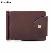 Luxury Men’s Ultra-thin Leather Money Clip Slim Wallets ID Credit Card Purse