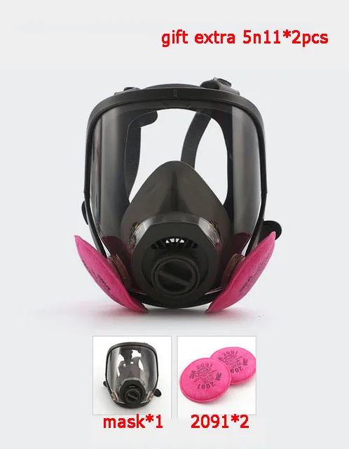 3 типа интерфейса 6800 противогаз органический газ защита с 6001/2091 фильтром химический спрей дыхательная пыль полная маска для лица - Цвет: 030-2091-5