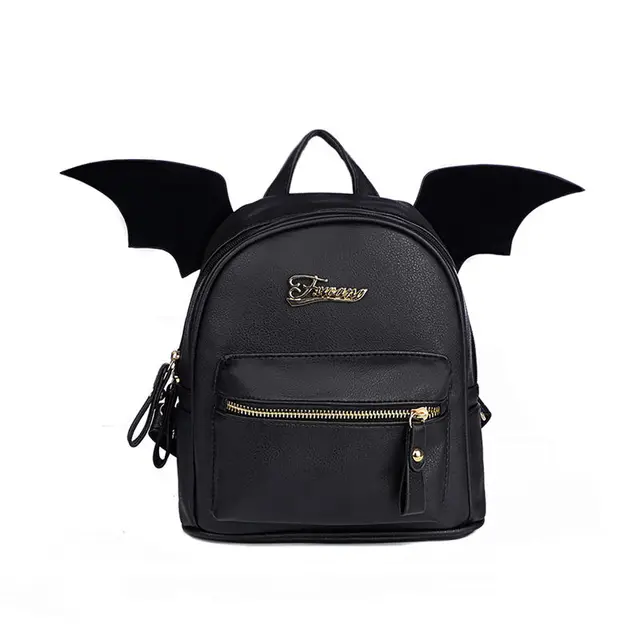 Buy PU Leather Backpack Women Bat Wings Backpacks