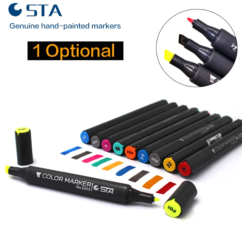 1 Optional 128 Colors Markers Touch Alcohol Ink Dual Tip Marker Set