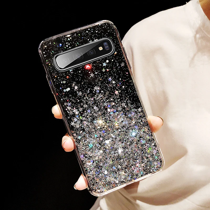 

For Samsung Galaxy S10 S9 S8 Plus Case Case Liquid Quicksand Bling Glitter Transparent protect back cover for samsung note 8 9