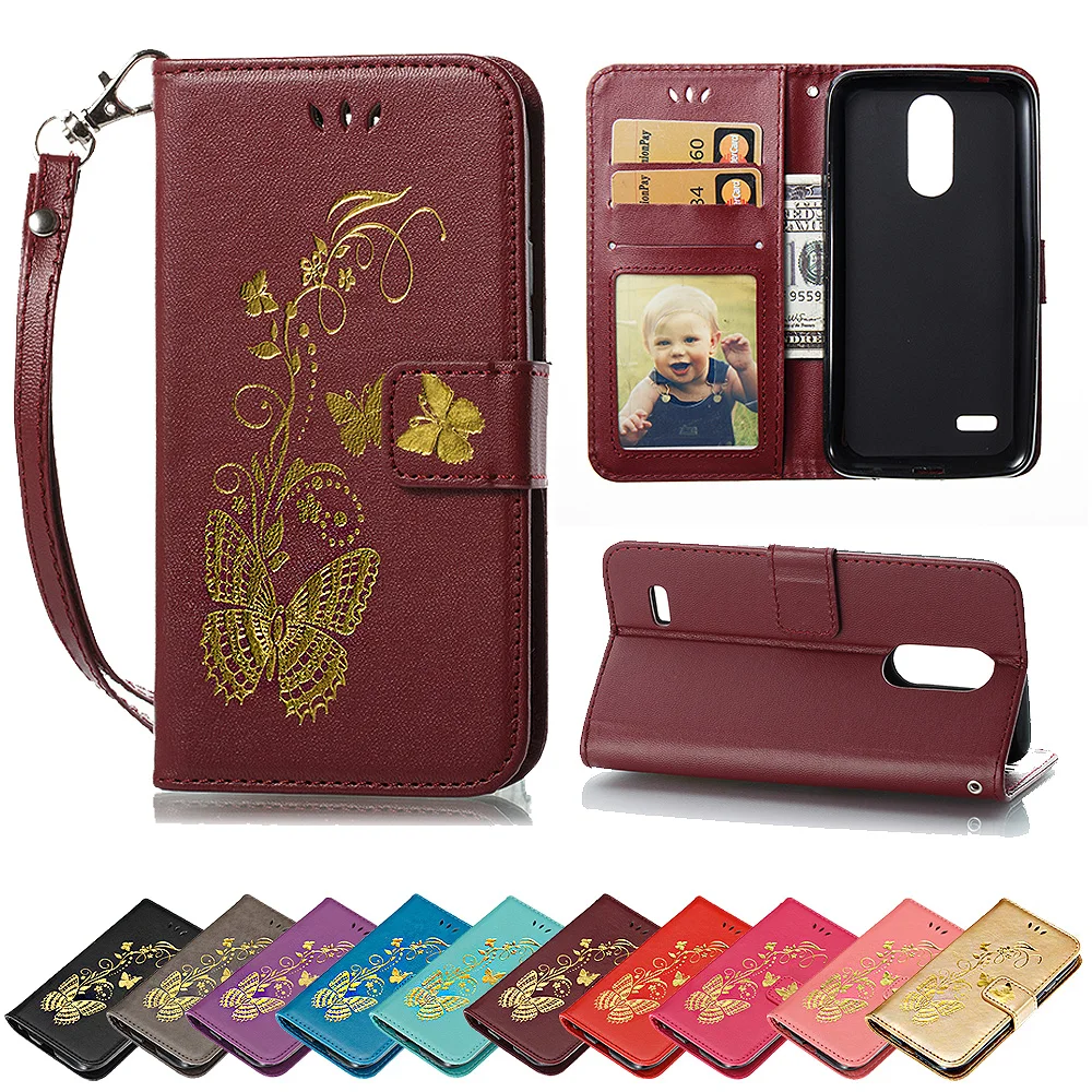 

Flip Case for LG K8 2017 X240 Luxury Butterfly Case Wallet photo frame Phone Leather Cover for LG K 8 2017 LGX240 LG-x240 Capa