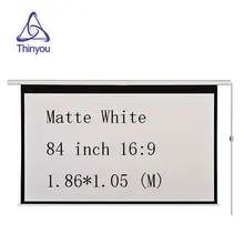 Thinyou Cinema Motorized Projection Screen 84 Inch 16:9 Matt White Projector Electric Screen With Remote For LED DLP Projector