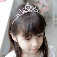 Свадебный цветок Девушки украшенный стразами головная повязка волос лента принцесса прозрачный кристалл аксессуары Корона Тиара украшение для волос - изображение