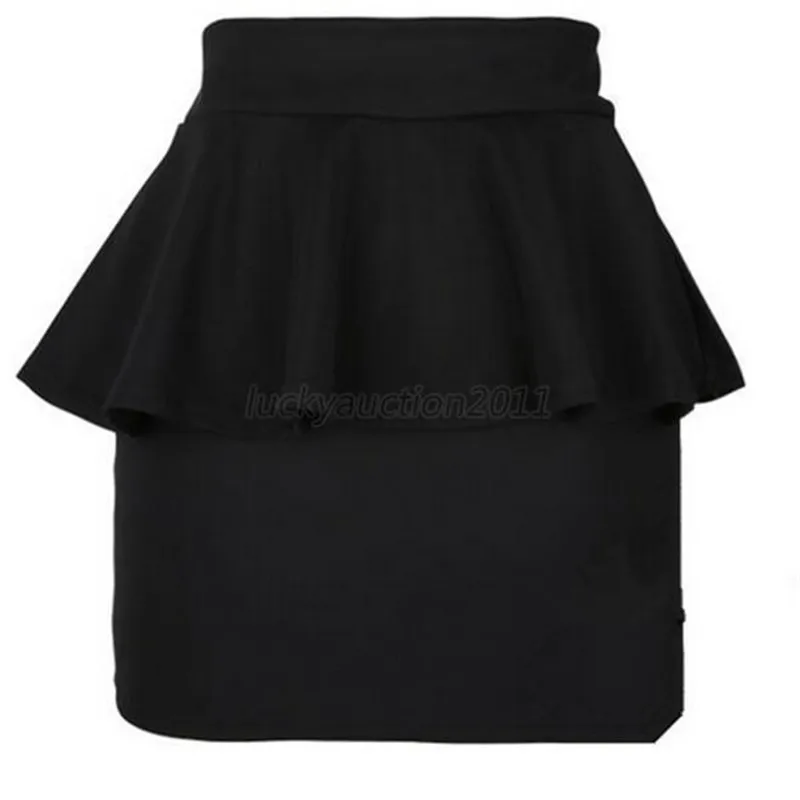 Женская юбка-карандаш с завышенной талией и баской для девушек, облегающая мини-юбка