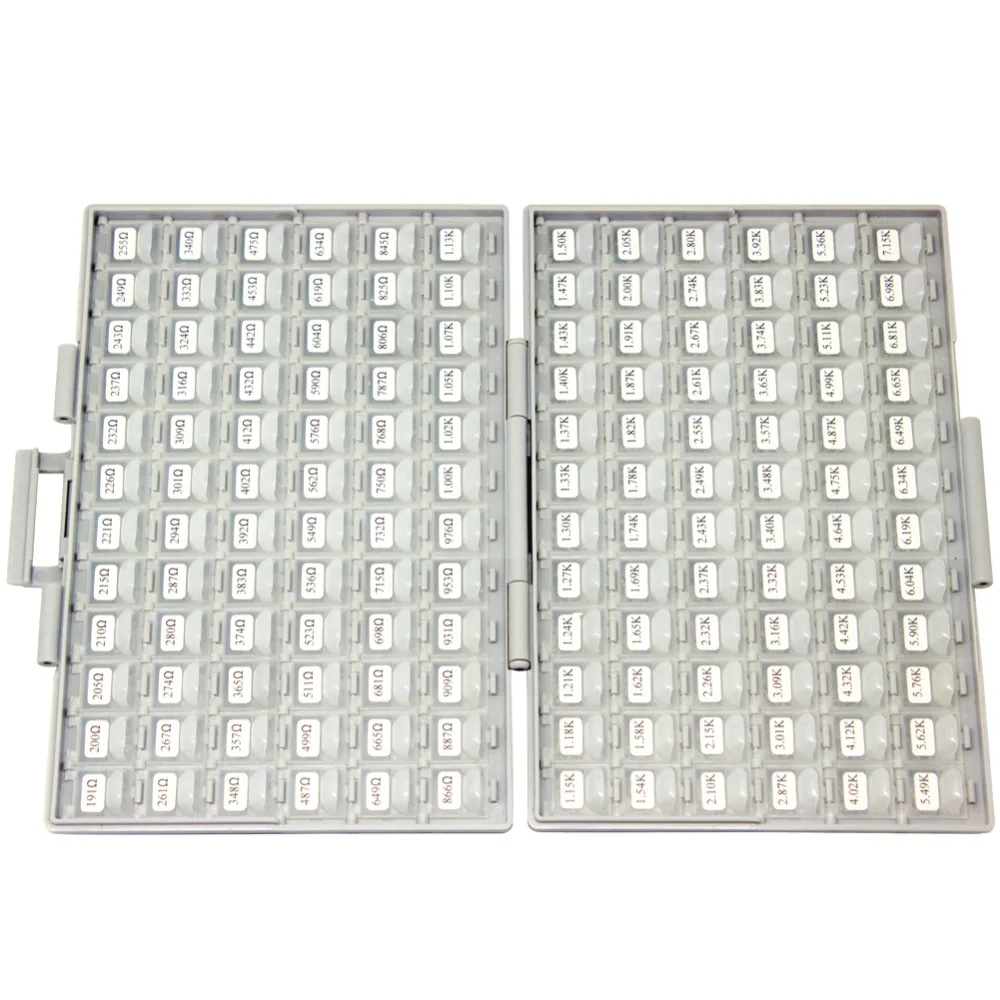 AideTek SMD SMT 0805 1% E96 저항기 키트, 491 값 100 개/값 4 BOX-ALL ROHS 저항기 보관함, 플라스틱 부품 상자 R08E96100