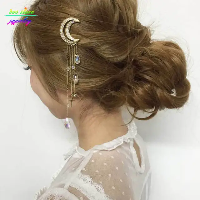 4 Colors Sweet Japanese Style Crystal Moon Statement Tassels