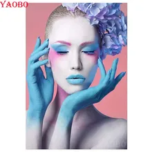 DIY фото на заказ, алмазная живопись макияж девушка 5D полный квадратный Круглая Мозаика Алмазная вышивка крестиком Стразы живопись