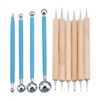 

10x DIY Dotting Tool Stainless Steel Ball Styluses Tools Kit For Mandala Rock Painting Pottery Clay Carving