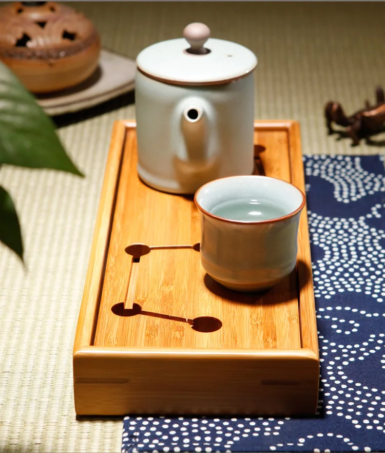 

1PC Seven star Kung Fu Tea Set Natural Bamboo Tea Tray Rectangular Traditional Bamboo Puer Tea Tray Chahai Tea Table MF 026