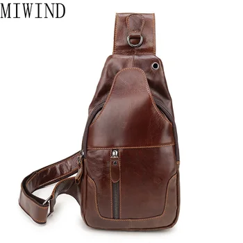 

MIWIND Genuine leather Waist Belt Bag Men Chest Pack Sling Single Shoulder Strap Pack Bag TSL971