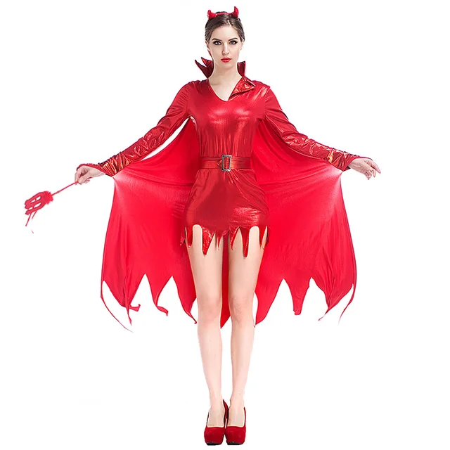 Buy 4 piece Set Red PVC Sexy Devil Costume Adult