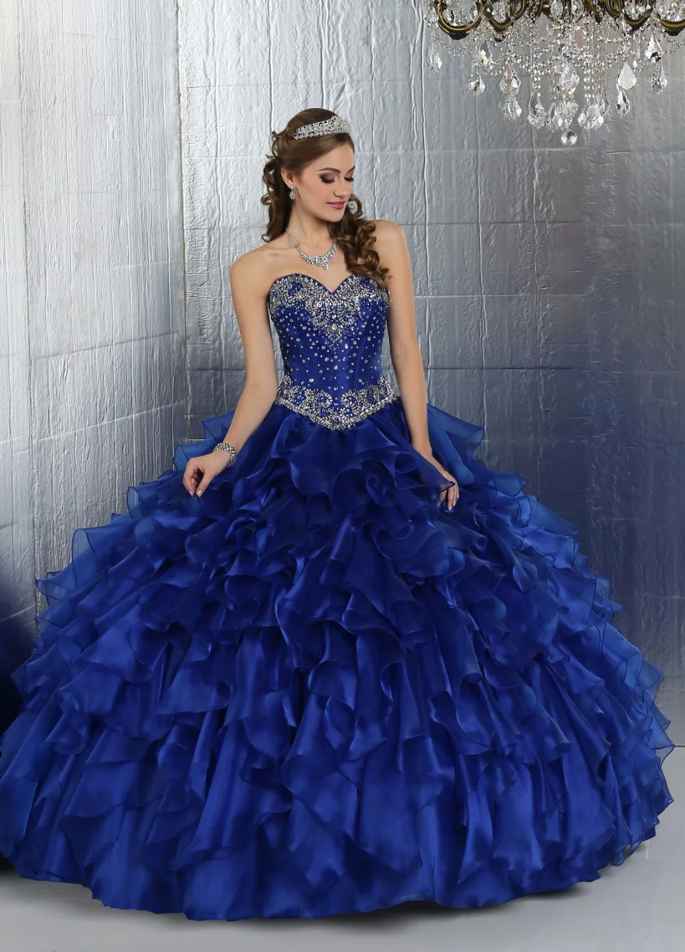 2016 Royal Blue Cheap Quinceaneara Dresses Ball Gown Sweetheart Corset