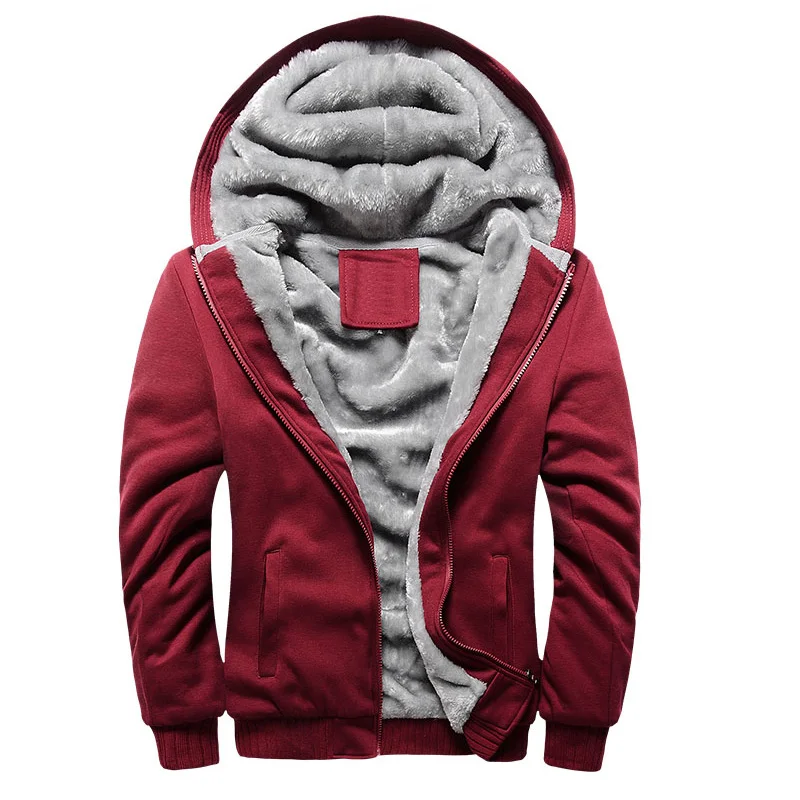 Koop LBL Winter Heren Fleece Jas Dikke Effen Bomber Jassen Mannen Slim Fit Hooded Jas Man Herfst Warm Trainingspak Nieuwe Mannen s Sportkleding