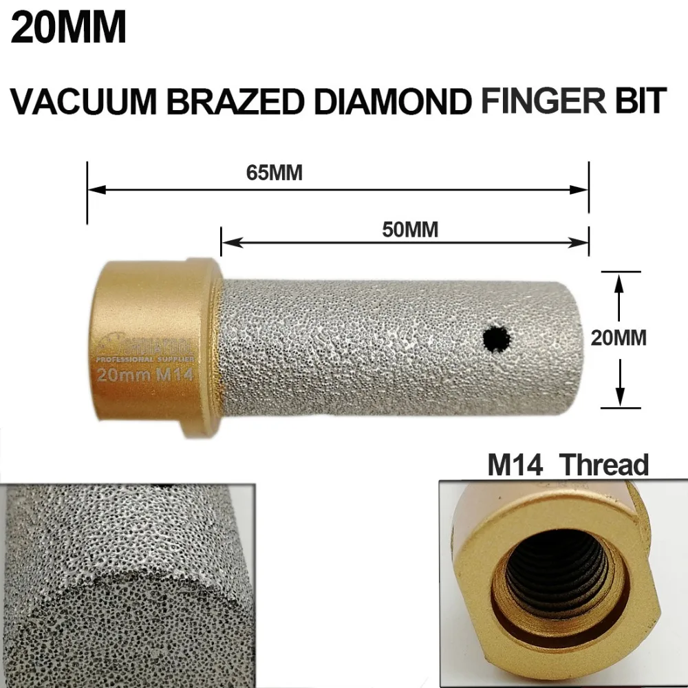 DIATOOL 2 шт. диаметр 20 мм M14 нить вакуумной пайки Алмазный палец биты для плитки камень столешницы фрезы