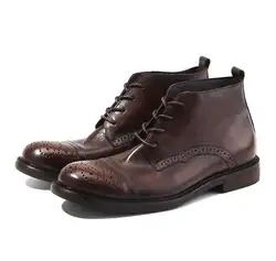 Мужские ботинки-карго ручной работы в винтажном стиле с перфорацией типа «броги»