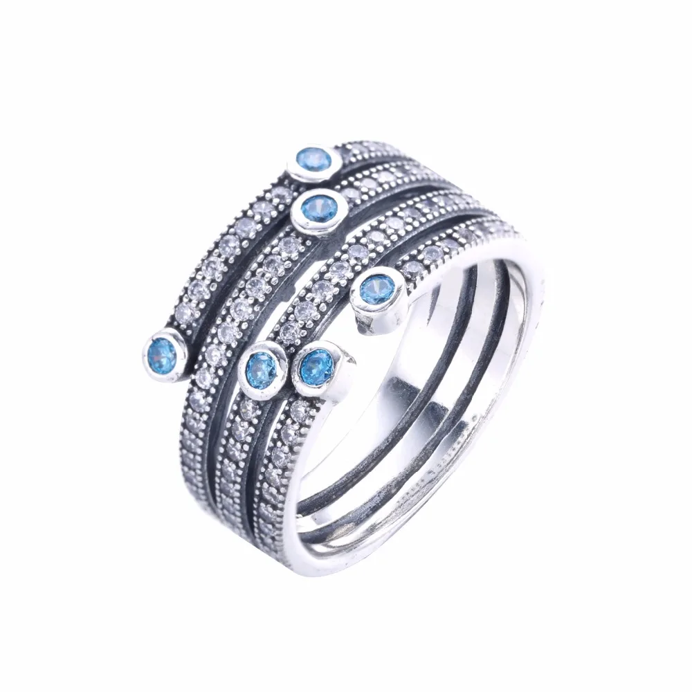 

925 Sterling Silver Charms SHIMMERING OCEAN FROSTY MINT & CLEAR CZ Diy Summer Compatible with ring Jewelry bridal party