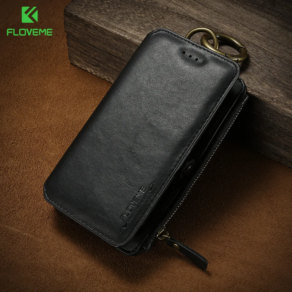 FLOVEME ретро кожаный кошелек для телефона Чехлы iPhone 6 6s 7 8 X чехол на молнии сумка XR XS