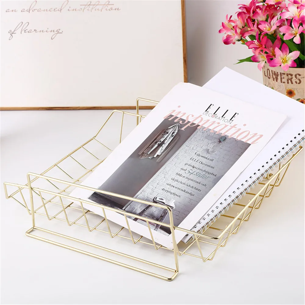 

Black Metal Storage Basket with Wooden Bottom Office Desktop Book Magazine Sundries Basket Bathroom Wall Hang Organizer Frame