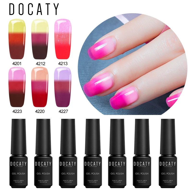 

Docaty Color Change Gel Nail Polish Temperature Gel Varnish UV Soak Off Gel Polish Lacquer Vernis Semi Permanent Primer