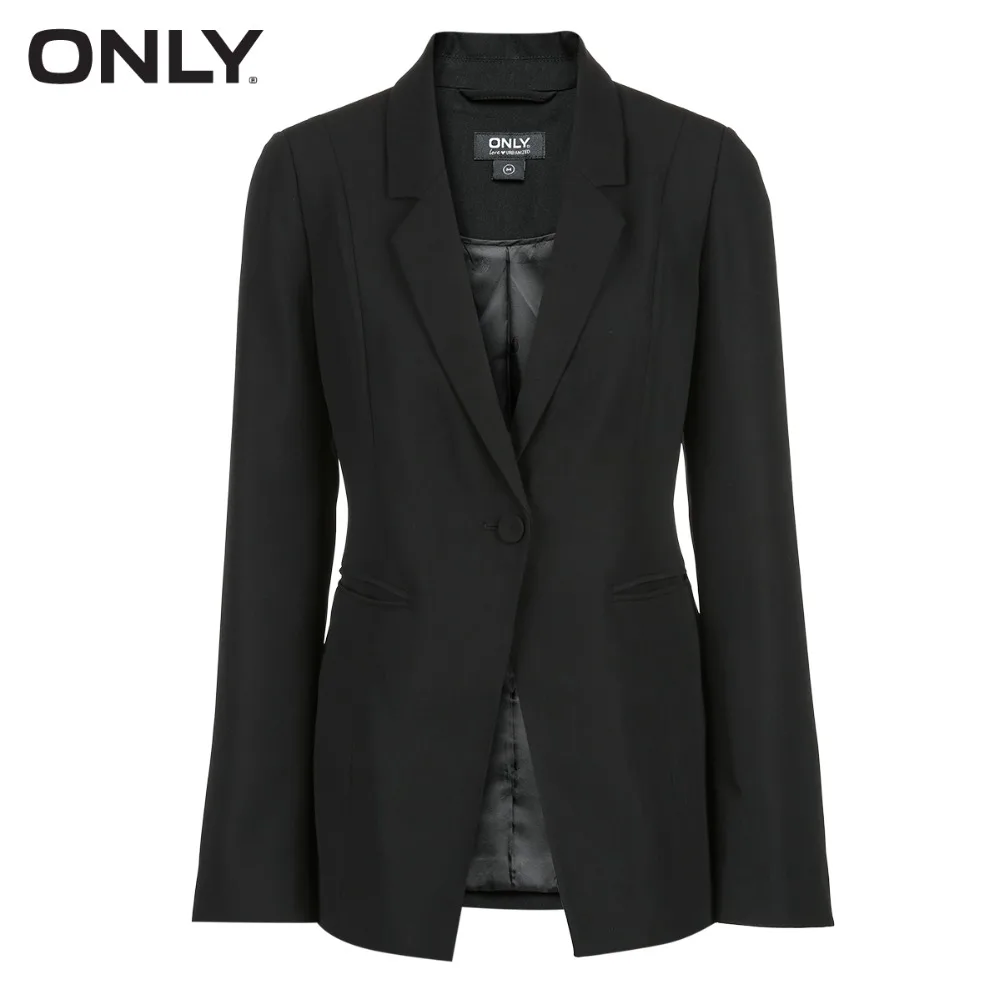 ONLY  Split cuff slim long blazer hombre  female solid striped single button|117308510