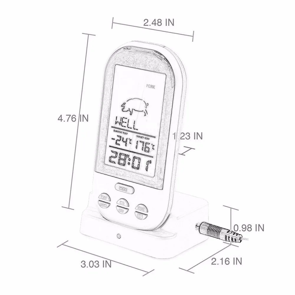 Горячий черный беспроводной цифровой ЖК-дисплей термометр для барбекю кухонный барбекю цифровой Зонд термометр для мяса барбекю температурный инструмент