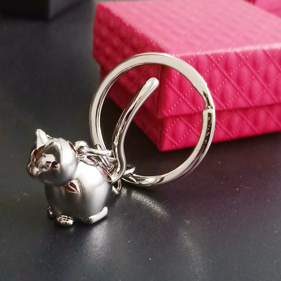 

Cat Keychain 3d Cute Love Animal Women Girl Metal Car Key Chain Cover Holder Sleutelhanger Ring Keyring Bag Handbag Purse Charms