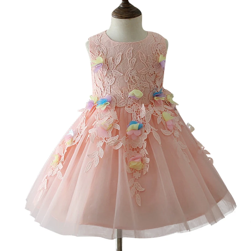 

New Flowers Elegant Lace Princess Party Dress for Girls Embroidered Christma Fairy Dress children's piano Performance Costumes