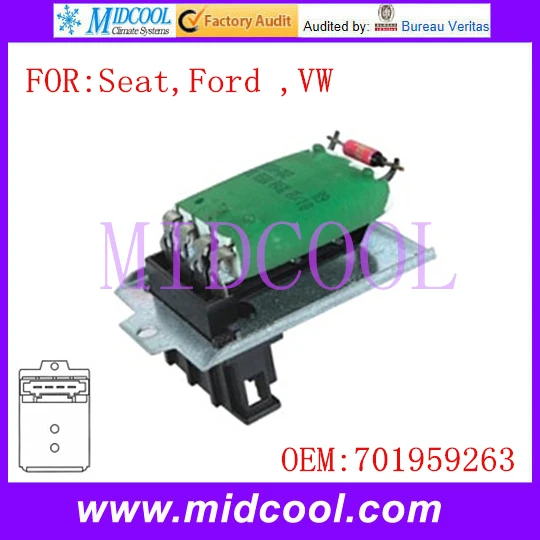 New Heater Blower Motor Fan Resistor use OE NO. 701959263 for Seat