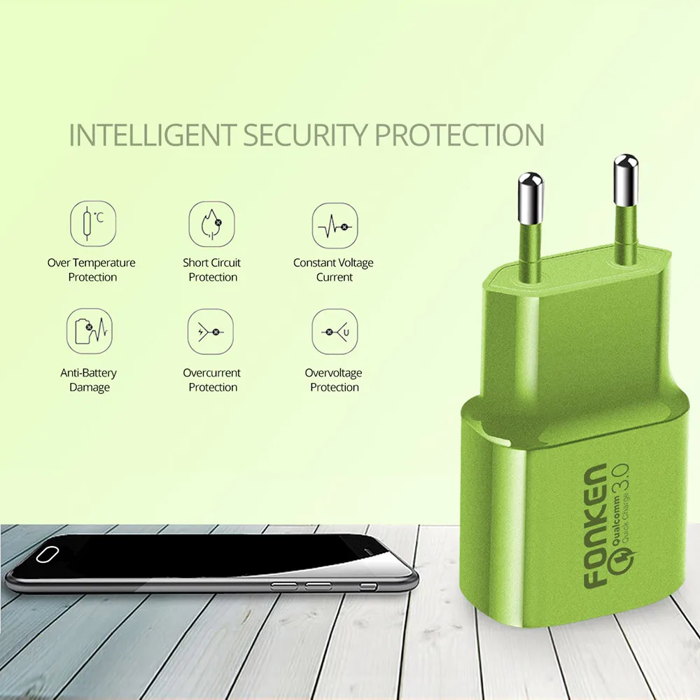 FONKEN USB Кабель зарядного устройства 9 в 2A QC 2 0 3 адаптер быстрой зарядки 18 Вт для