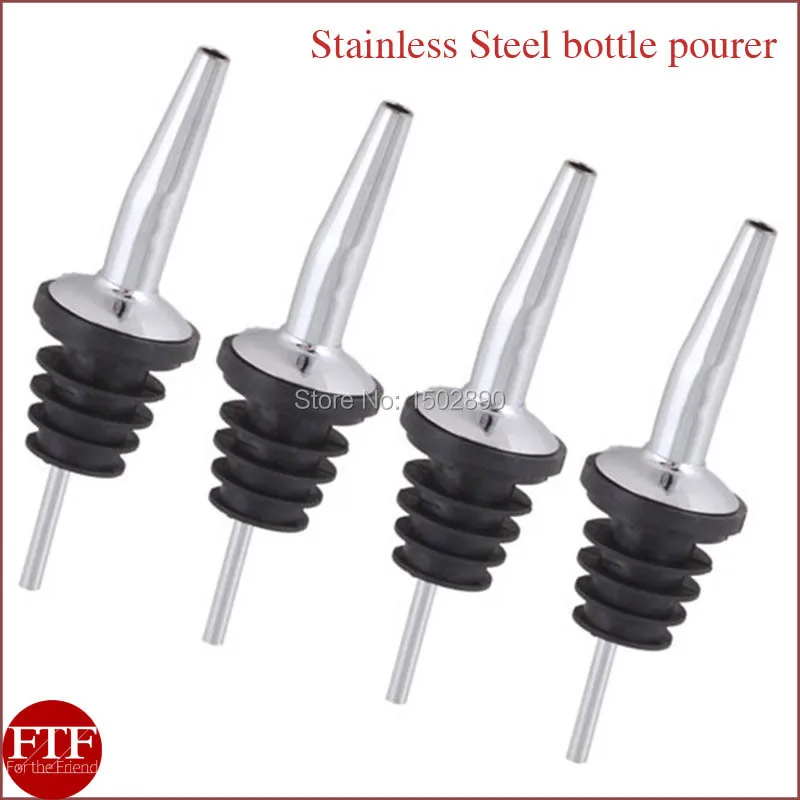 4Pcs Stainless Steel Liquor Spirit Pourer Flow Wine Bottle Pour Spout