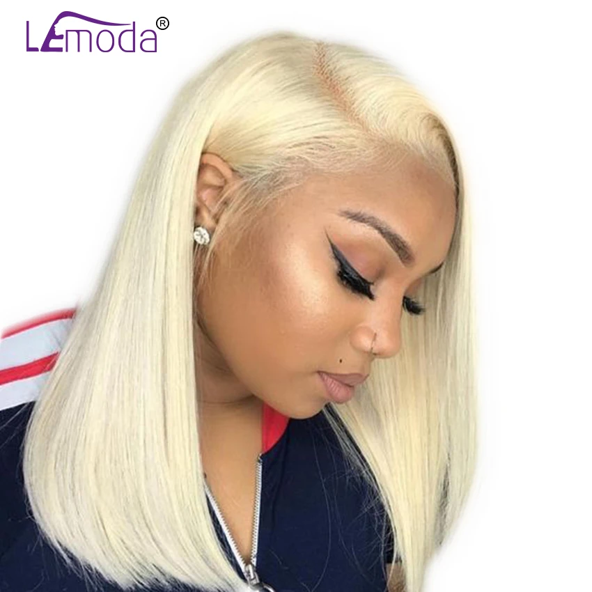 

613 Bob Wig Short Human Hair Wigs Pre Plucked 150% Density 13x4 Brazilian Remy Straight Hair 613 Blonde Lace Front Wig