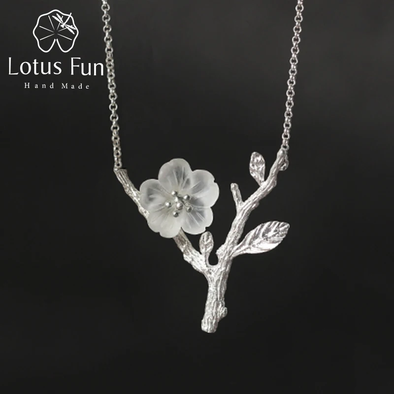 

Lotus Fun Real 925 Sterling Silver Handmade Designer Fine Jewelry Flower in the Rain Necklace with Pendant for Women Collier