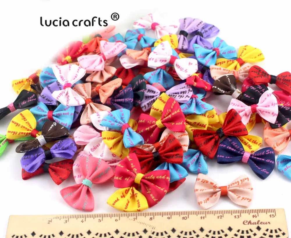 Lucia crafts мульти вариант смешанные цвета горошек банты из органзы Девушки Бутик мини бант для волос Головные уборы DIY ремесло одежды B0807