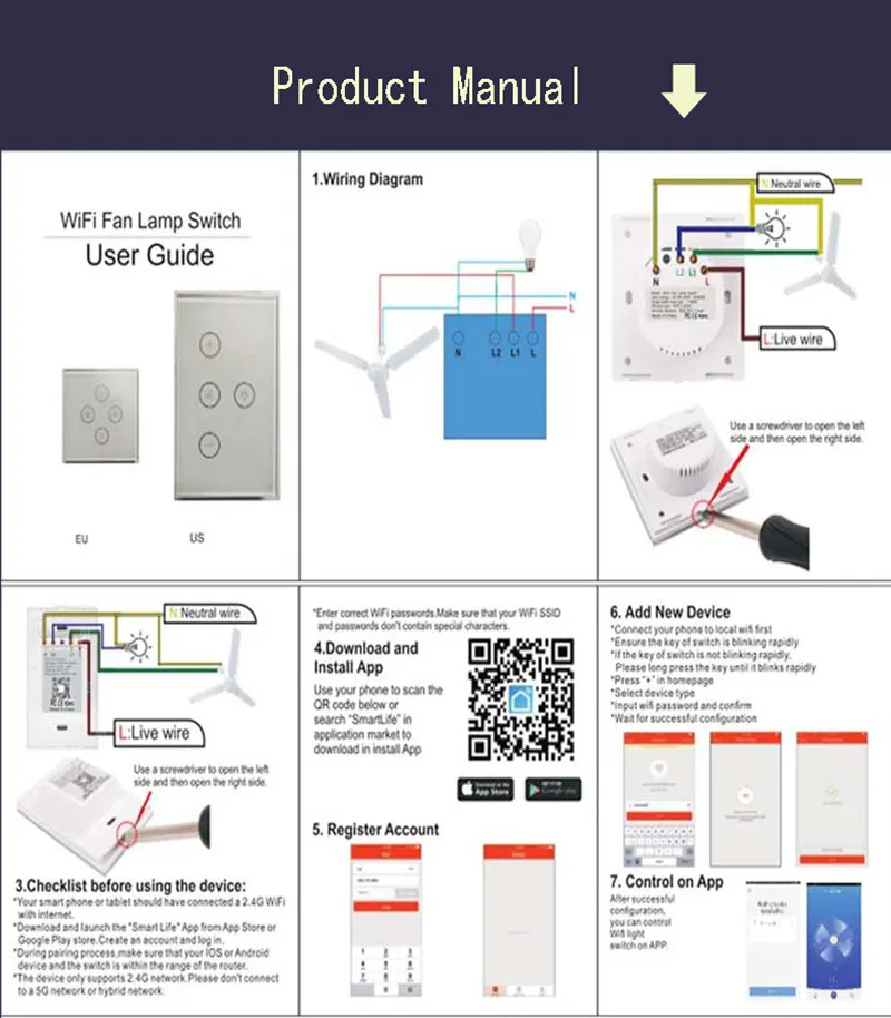 Smart WiFi switch for Fan light (9)