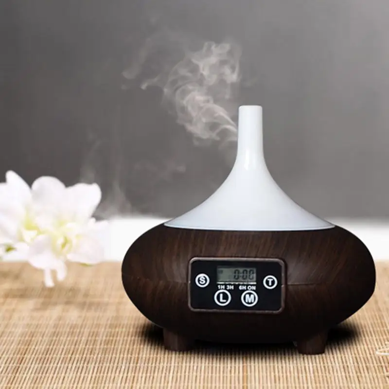 

220ML Ultrasonic Air Humidifier Household wood grain Essential Oil Aroma Diffuser LCD Timer Clock Aromatherapy Mist Maker Hot