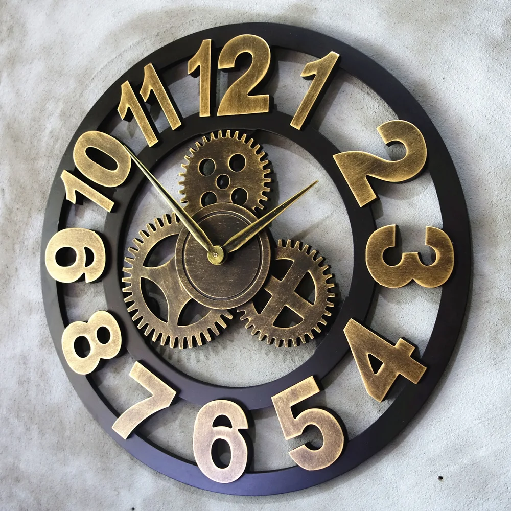 2017 Hot Modern Room Bell Handmade Oversized 3D Vintage Wall Clock decorative luxury art big gear wooden large Watch in a house 2017 Hot Modern Room Bell Handmade Oversized 3D Vintage Wall Clock decorative luxury art big gear wooden large Watch in a house