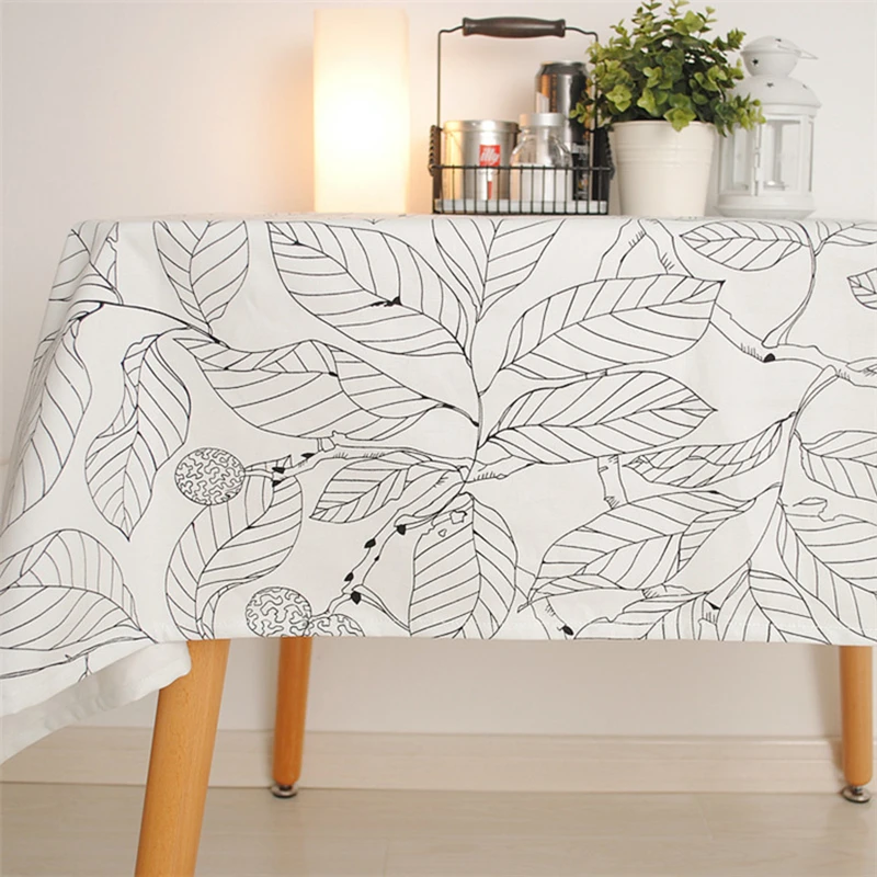 

European Modern Abstract Style Leaves100% Cotton Tablecloth / table cloth for Dining Table Tea Towel Accept Customized 8 Sizes