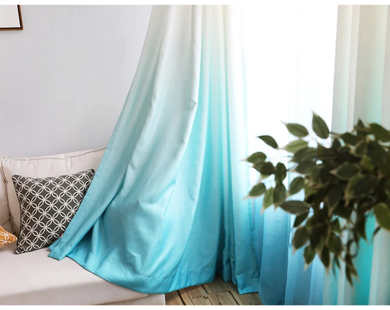 Радужные цветные Терилен градиентные шторы вуаль хлопок полиэстер плотная Ткань Свадьба спальня на заказ французская драпировка шторы WP185C - Color: white-blue cloth