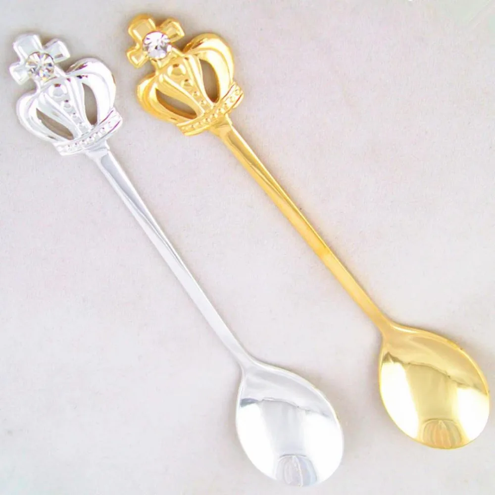

Coffee Spoon Stainless Steel Mirror Tableware Crown Coffee Spoon Retro Dessert Spoon Creative Diamond 008 c