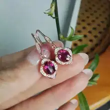 Натуральный Красный Гранат Камень Висячие серьги 925 серебро натуральный драгоценный камень Висячие индивидуальные серьги для помолвки