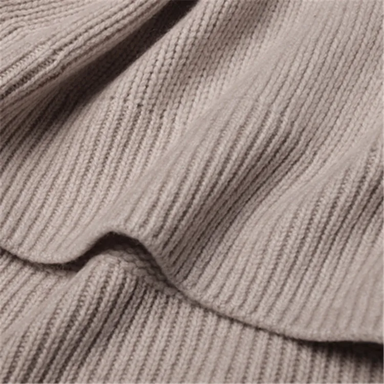  100%goat cashmere add thick knit women fashion irregular hem turtleneck pullover sweater light apri