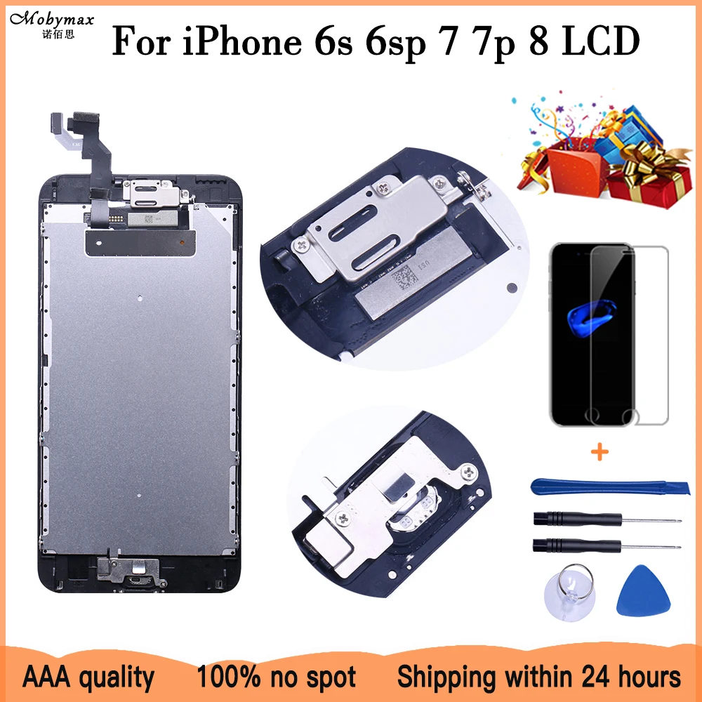 Skup Najwyższa jakość LCD dla iPhone 7 7 Plus 8 6s Plus kompletny zamienny moduł ekranu LCD z przednią kamerą + głośnik + prezent