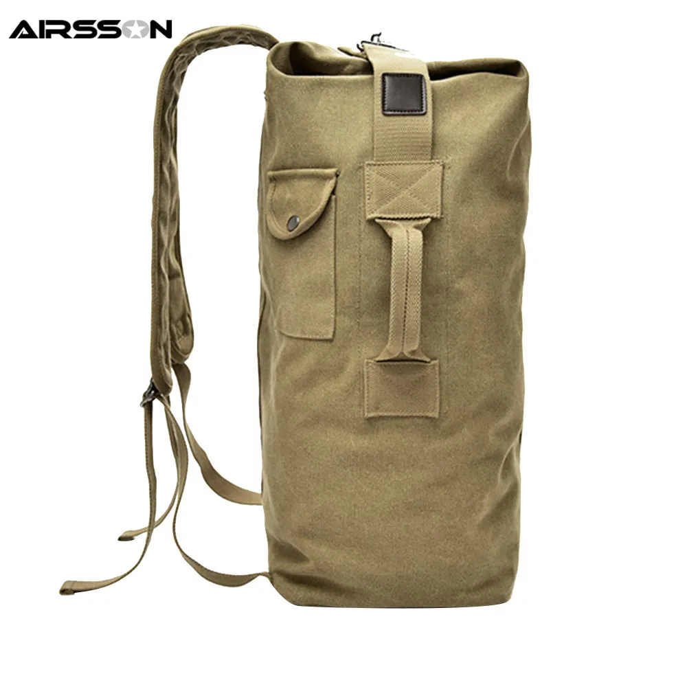 Multi purpose Military Canvas Backpack Solid Color Men Weekend Sports