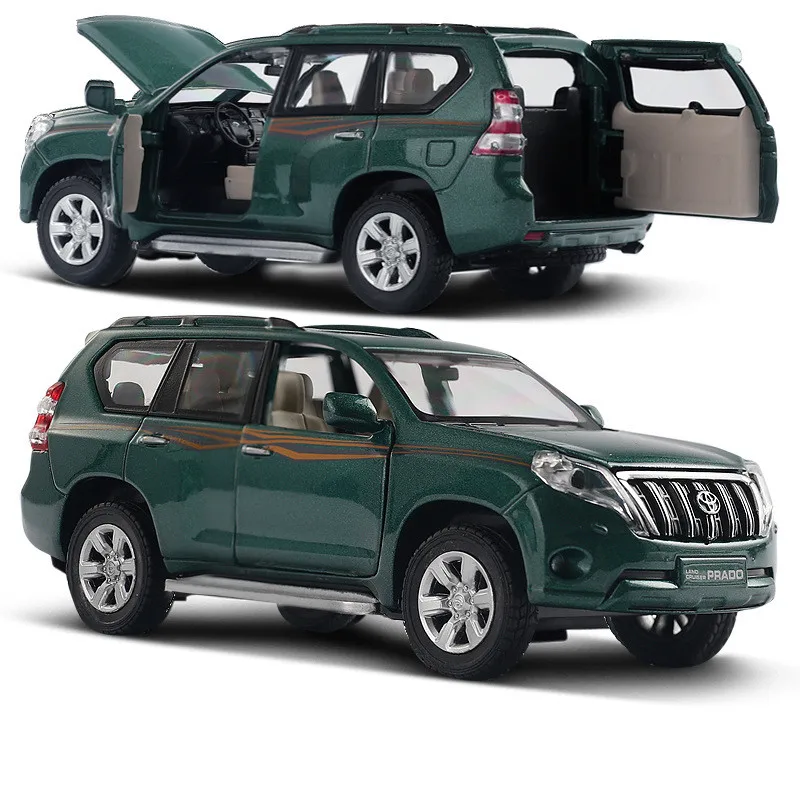  High quality 1:32 Toyota Prado alloy modelsimulation children's sound and light pull back off-road 