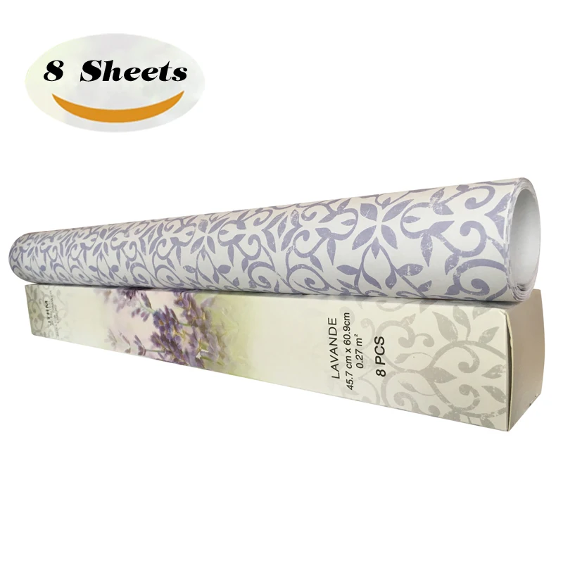 8 Sheets Scented Drawer Shelf Liners Fresh Linen Lavender