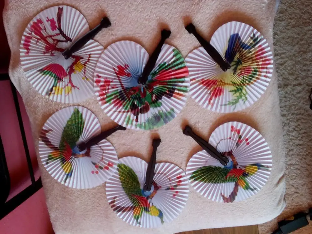

Summer 1 Pcs Paper Fan New Holiday Sale Paper Hand Fan Folding Wedding Party Supplies Colorful Wedding Decoration