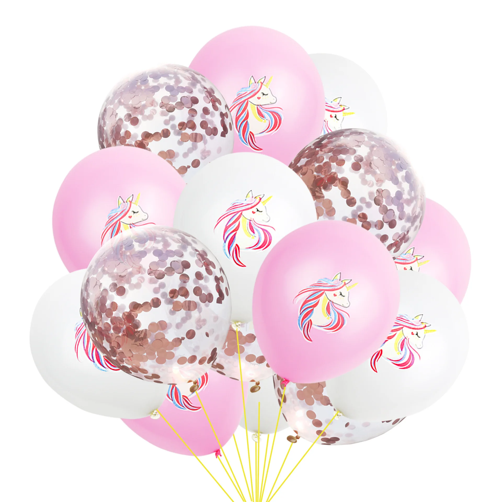 

15pcs/Set Unicorn Balloons 12inch Rose Gold Confetti Balloon Birthday Party Decorations Air Balls Baby Shower Kids Party Favors